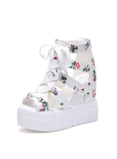 Keilabsatz Offene Zehen Plateau Sandalen Schnürschuhe